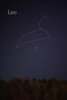 The Leo constellation in the night sky.