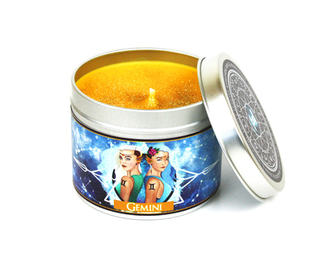 Gemini zodiac scented candle - mint, lemon and honeysuckle | Happy Piranha