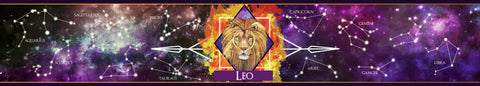 Leo zodiac star sign scented candle banner artwork by Happy Piranha.