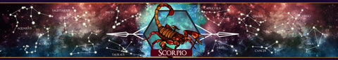 Scorpio zodiac scented candle banner artwork | Happy Piranha