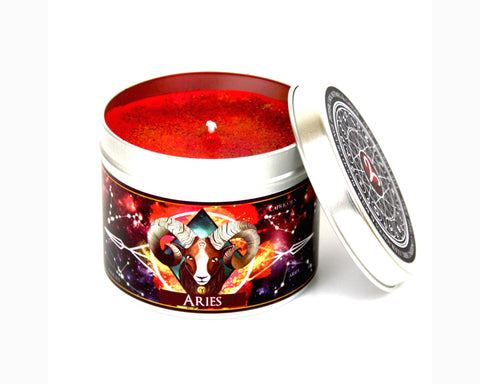 Aries zodiac sign scented candle by Happy Piranha