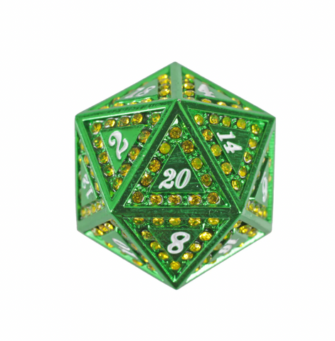 This heavy duty set of 7 polyhedral die are made of solid METAL. Each set of 7 die contains one of each D4, D6, D8, D10 numbered 0-9, D10 marked in tens 00-90 for percentages, D12, and a D20.