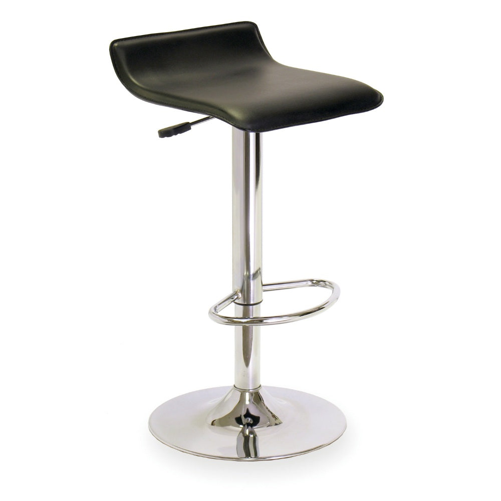 Swivel Faux Leather Adjustable Bar Stool - Set of 2, Black