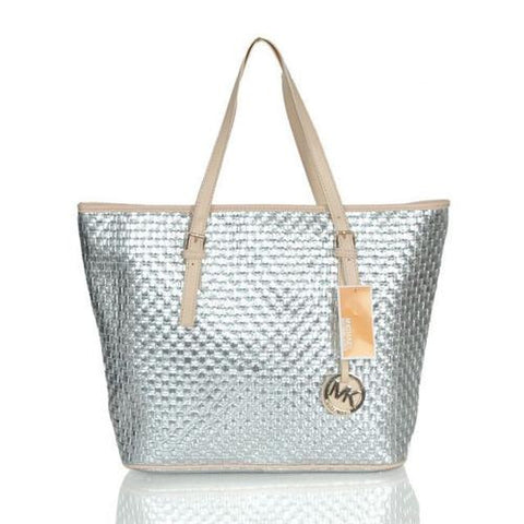 michael kors silver tote bag