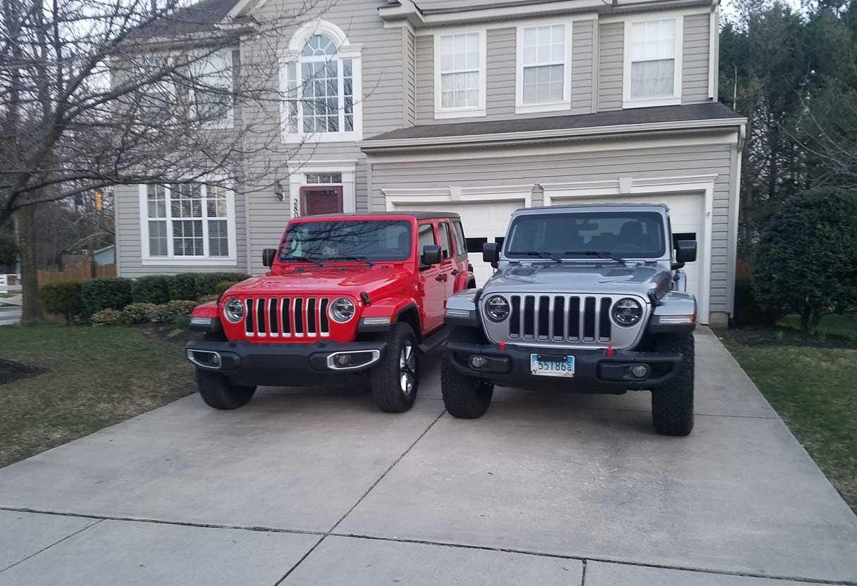 2 jeeps in driveway