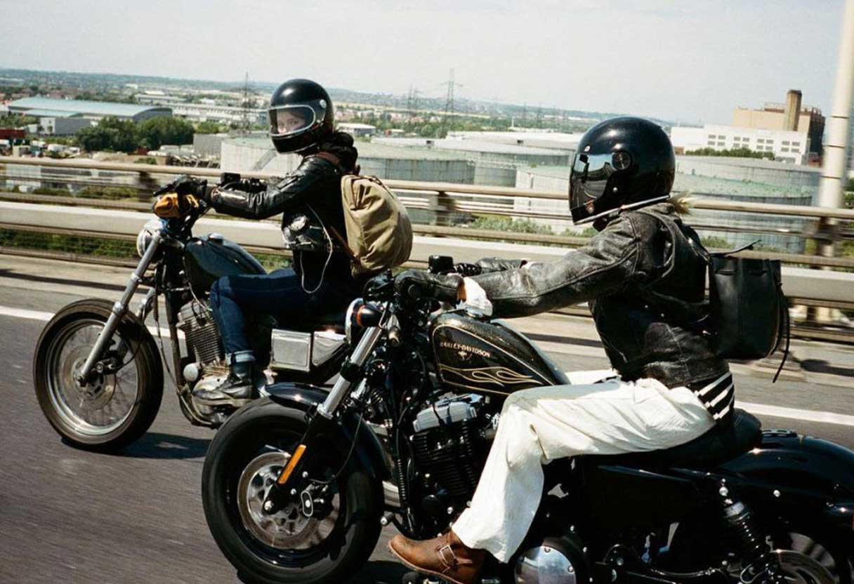 triumph motorcycle on highway