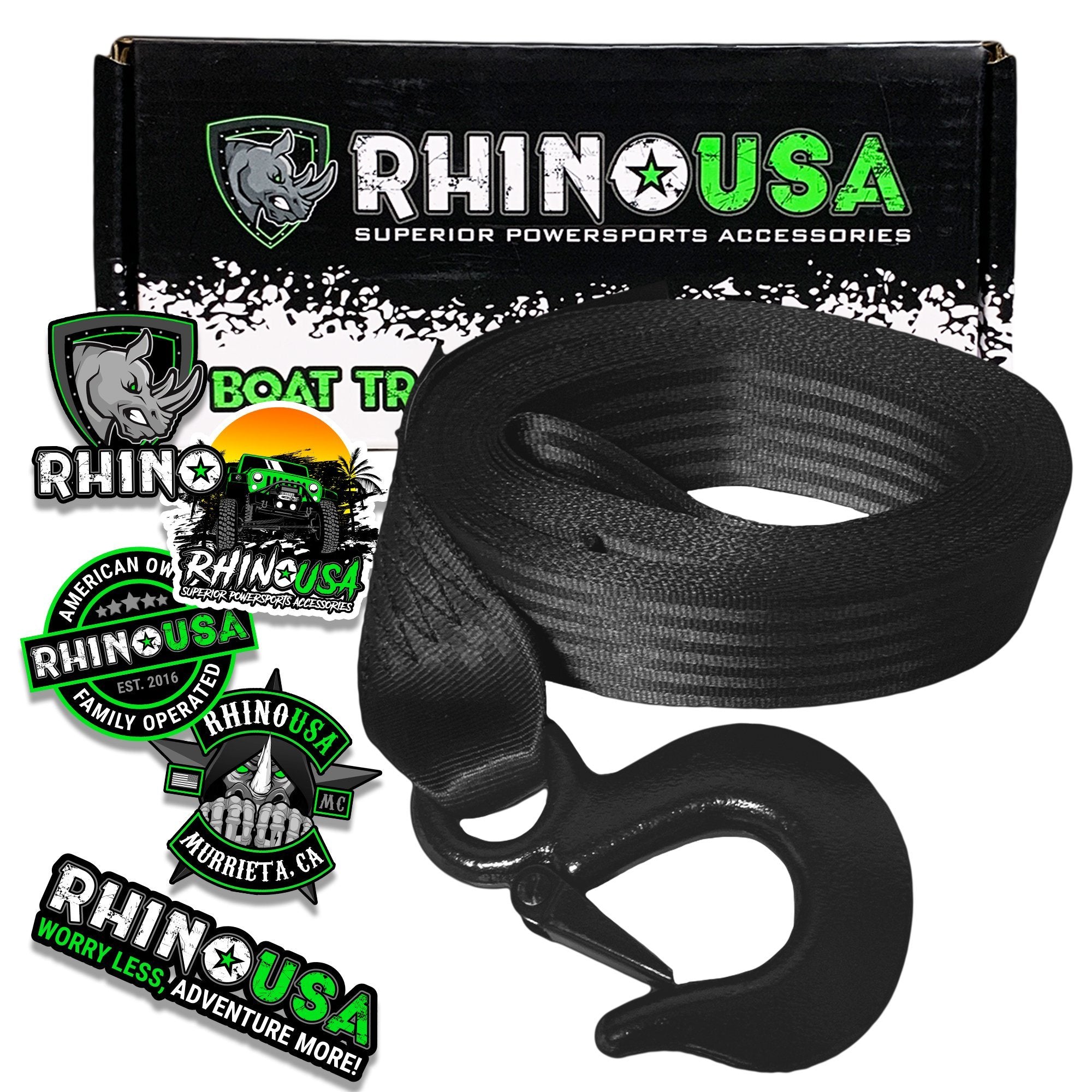 2" x 20' Boat Winch Strap w/ Hook - Rhino USA product image