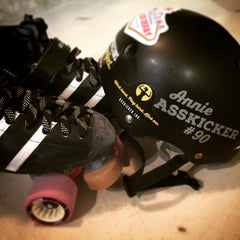 Put your Asskicker Ink. stickers on your roller derby helmet for a chance to win s free shirt!