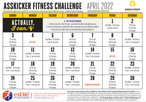 April Fitness Challenge - Exercise Schedule