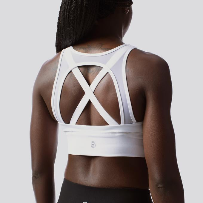 NWT - ALL FENIX x ANTHROPOLOGIE Women's SAINT White SCALLOPED SPORTS BRA -  XS