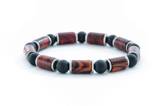 Men's Reddish Brown Wooden Bead Bracelet