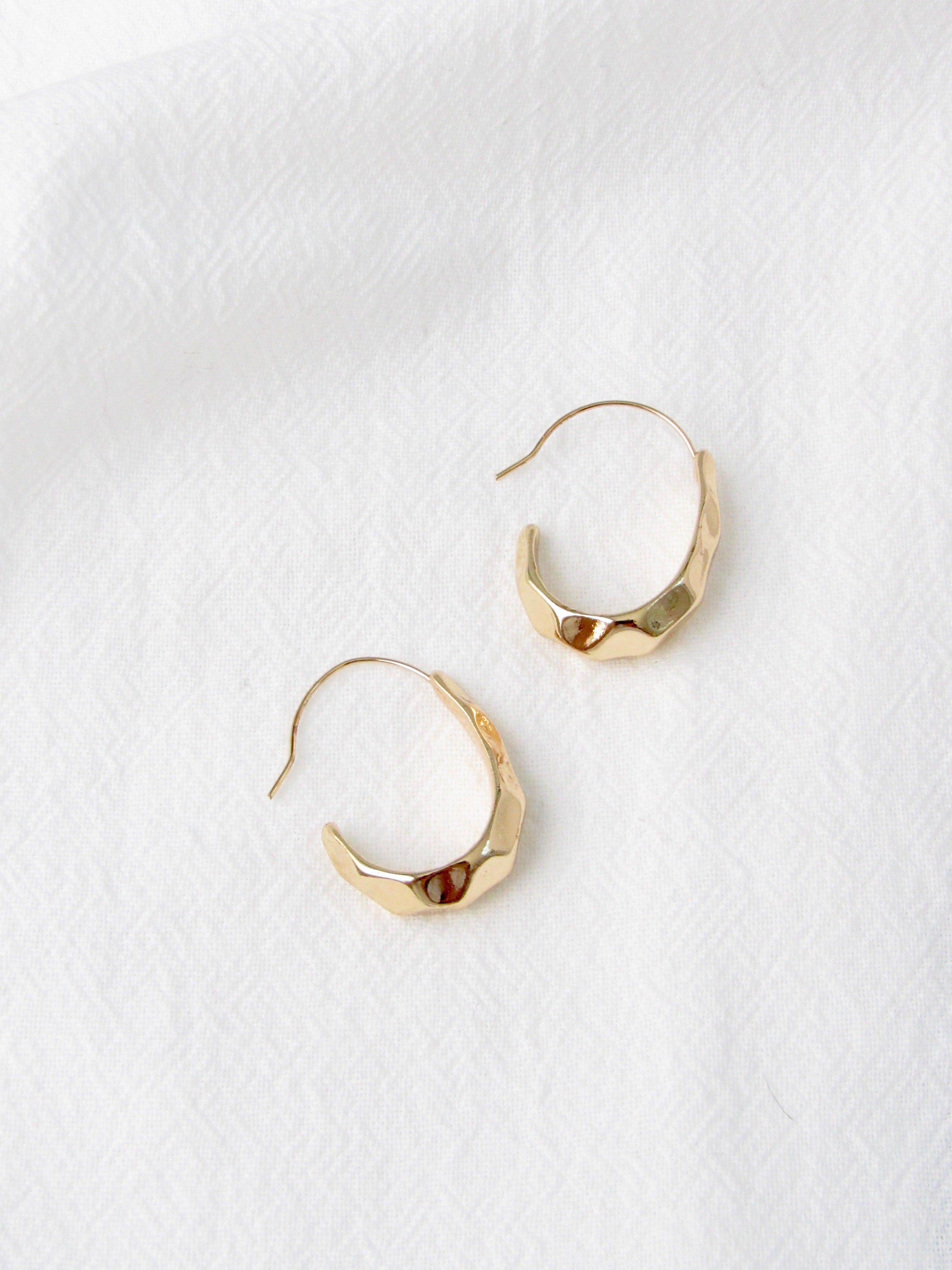 Uneven Texture Gold Dome Hoop Earrings