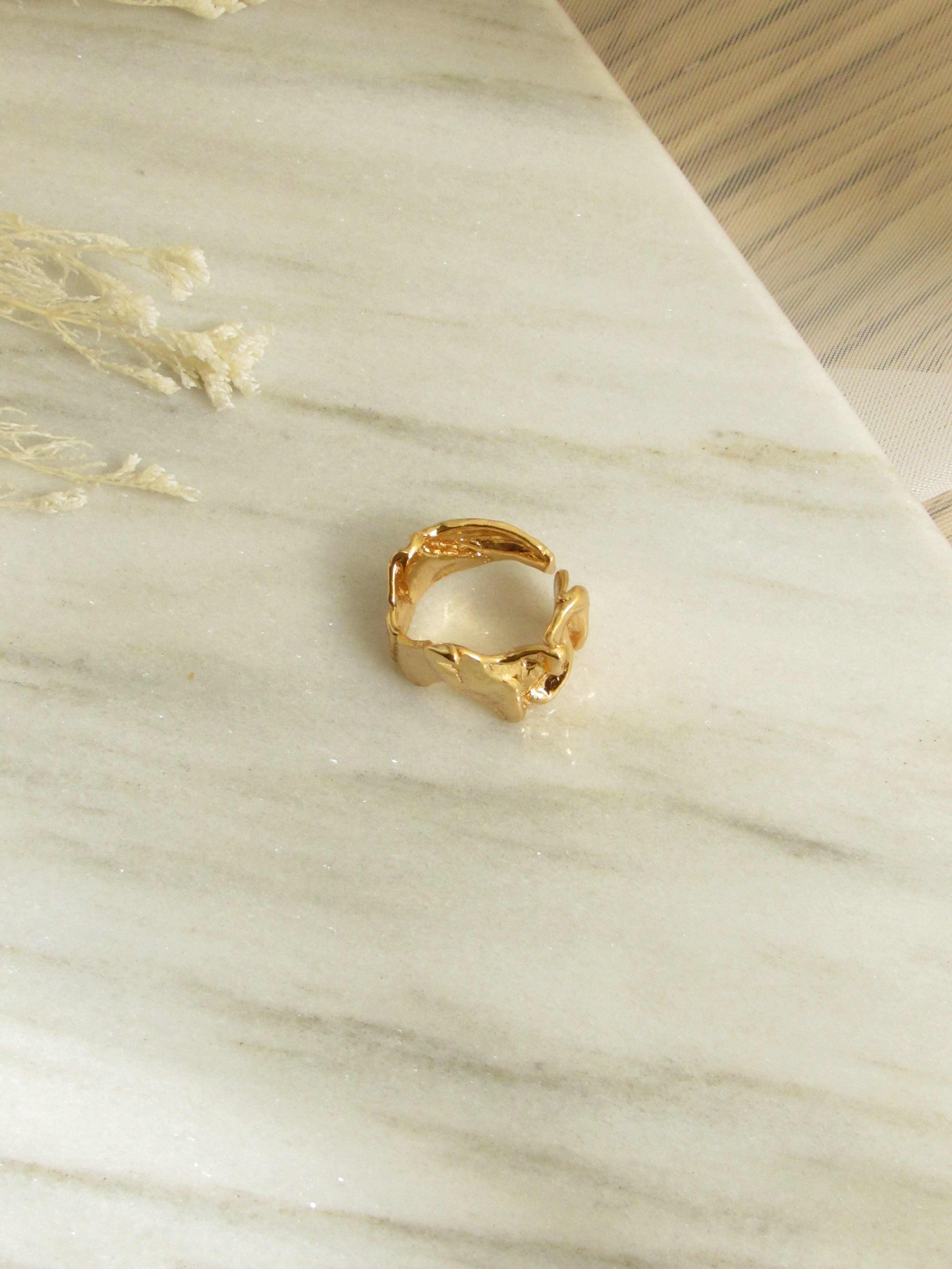 Rugged 18k Gold Plated Wide Band Ring