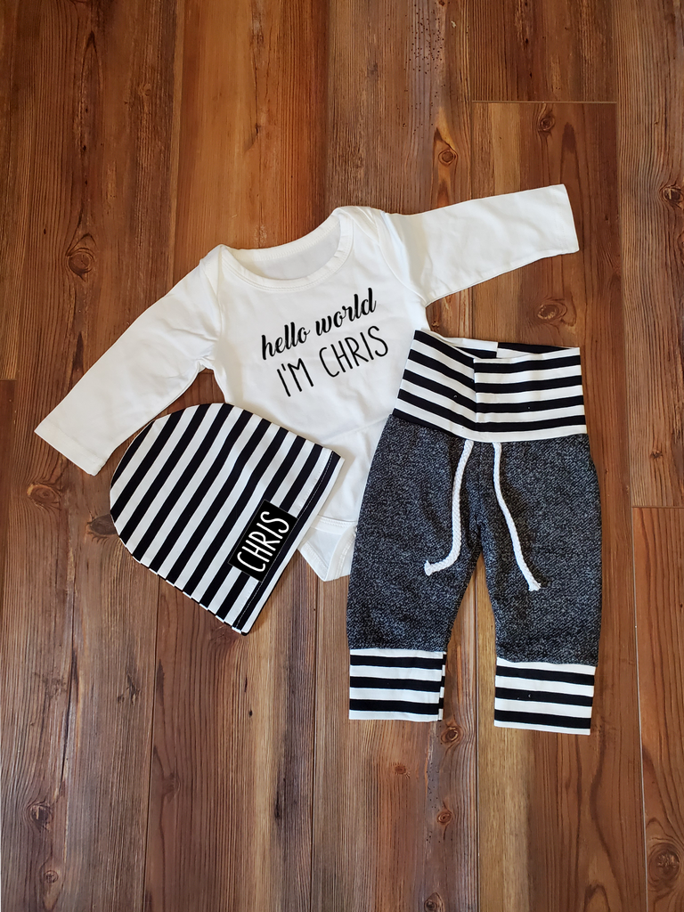 baby boy hello world outfit