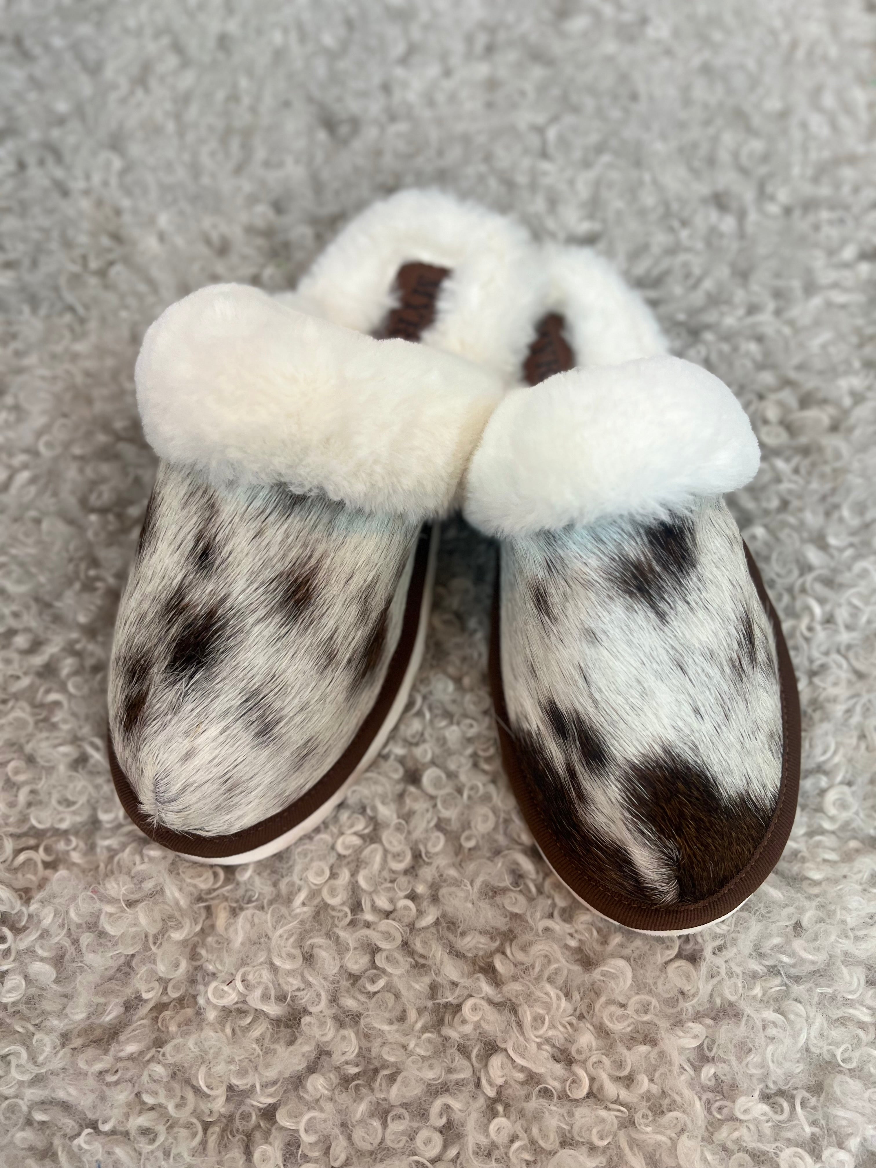 Myra Cowhide Slippers Size 7