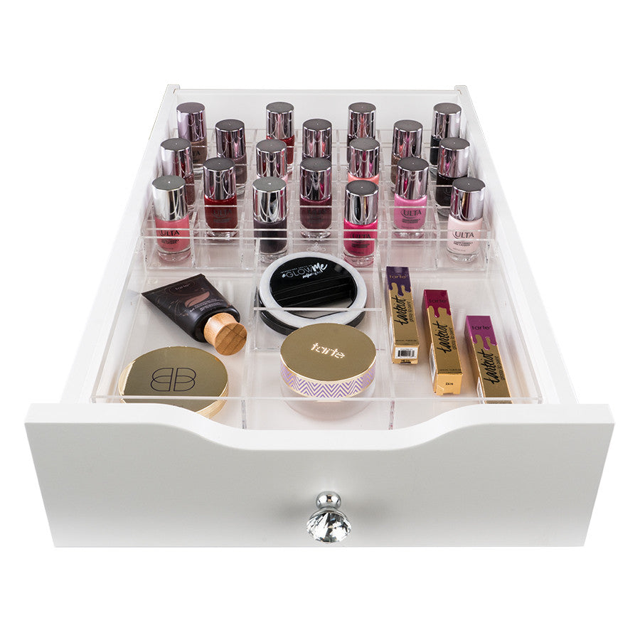 Alexa Acrylic Makeup Drawer Organizer Nail Polish 35 Slots Wide Impressions Vanity Co