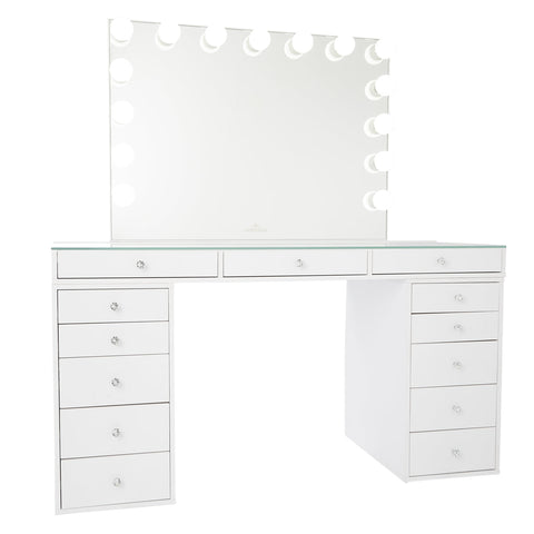 makeup stand with mirror and lights