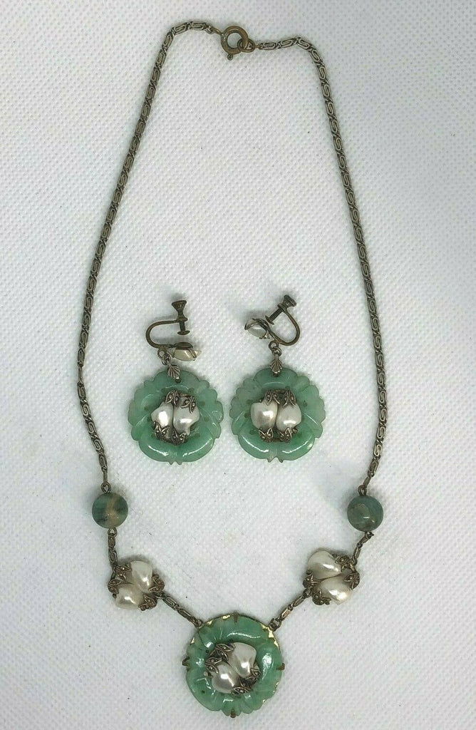 jade earrings and necklace set
