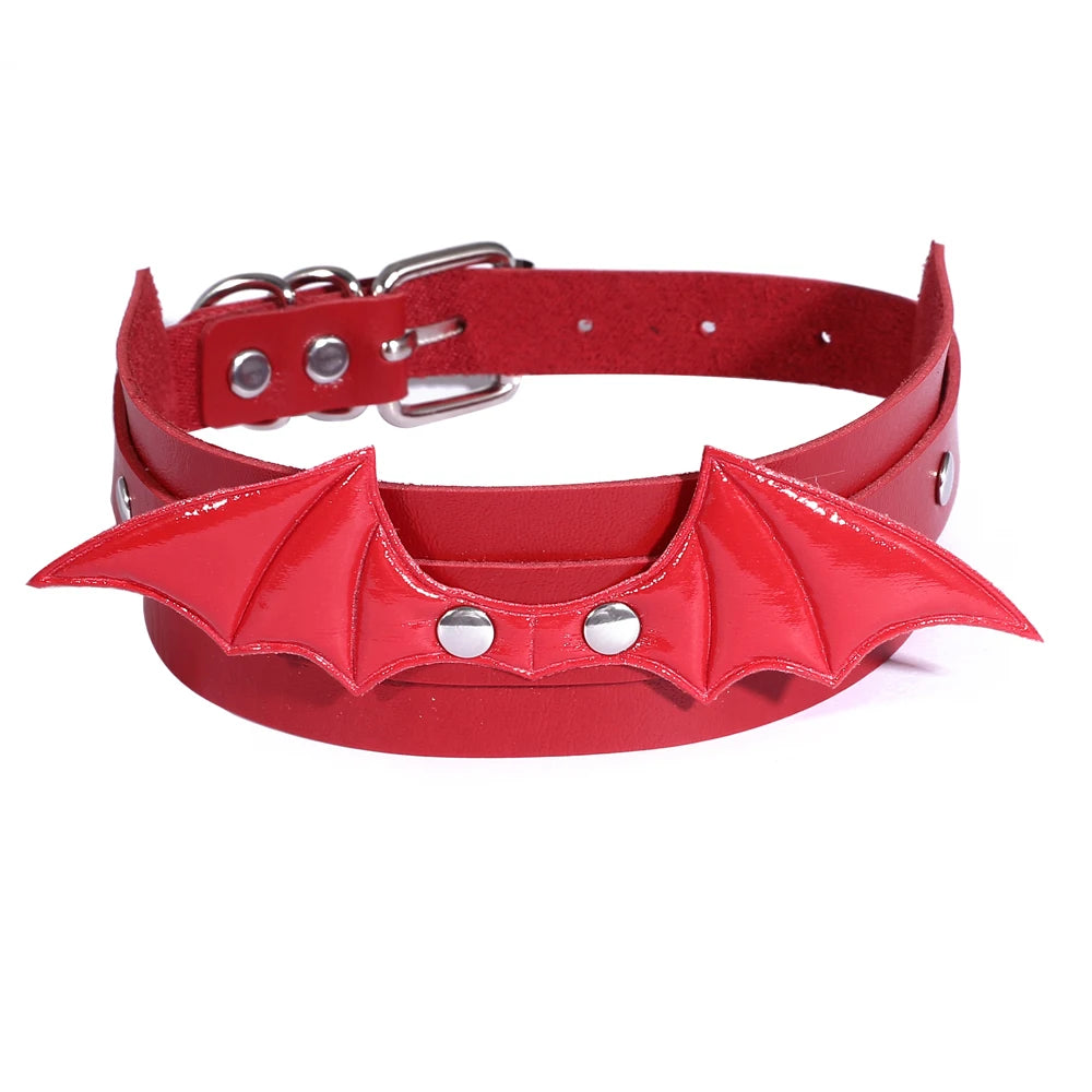 Halloween Bat Wings Gothic Choker - red