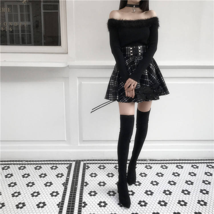 'Army Of Darkness' Black and White Plaid Skirt at $39.99 USD l Rags n ...