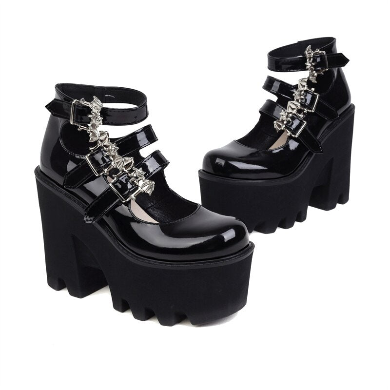 Omen' Patent Black Lace up Platform Boots – Rags n Rituals