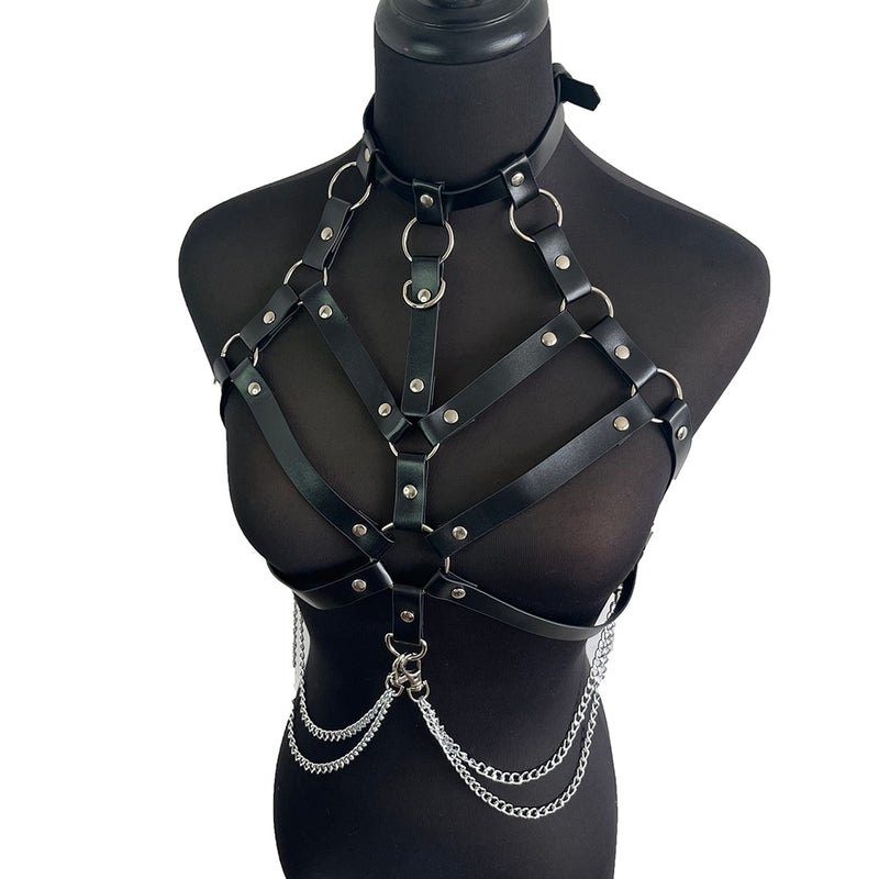 PU Leather Full Body Harness Set