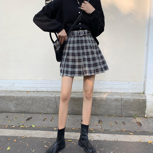 'Storm' Black and grey plaid skirt at $33.99 USD l Rags n Rituals