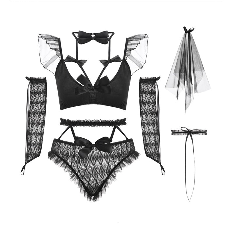 Black Fishnet Top and Panties set