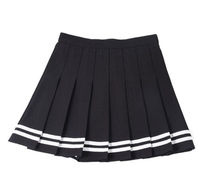 'Deadly Delight' Black skirt with white stripes at $24.99 USD l Rags n ...