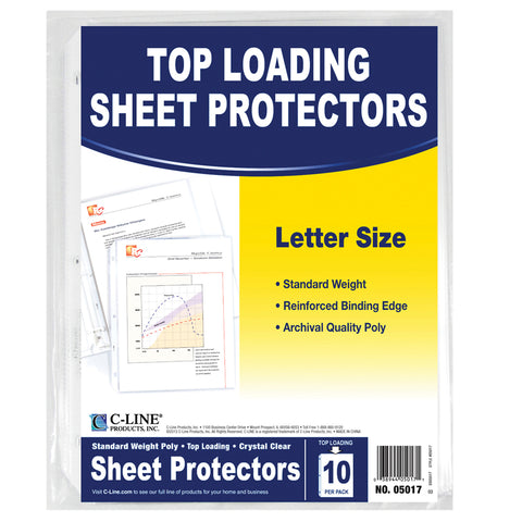 C-Line Crystal Clear Standard Weight Sheet Protectors, 10/Pkg