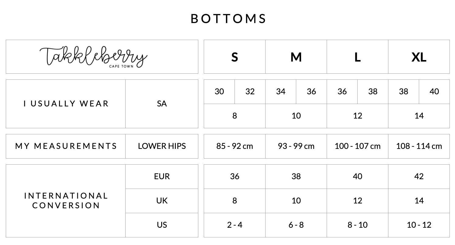 Takkleberry panty size guide find your perfect fit