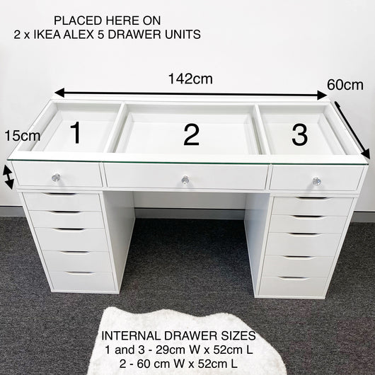 Vc Table Top Only - Glass Top - Add To Your Ikea Alex Drawers. Option –  Vanity Collections