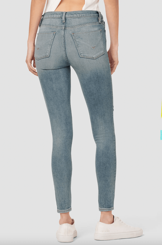 Hudson Jeans Women's Nico Mid Rise, Super Skinny Jean, Stone Grey DESTRUC,  24 at  Women's Jeans store