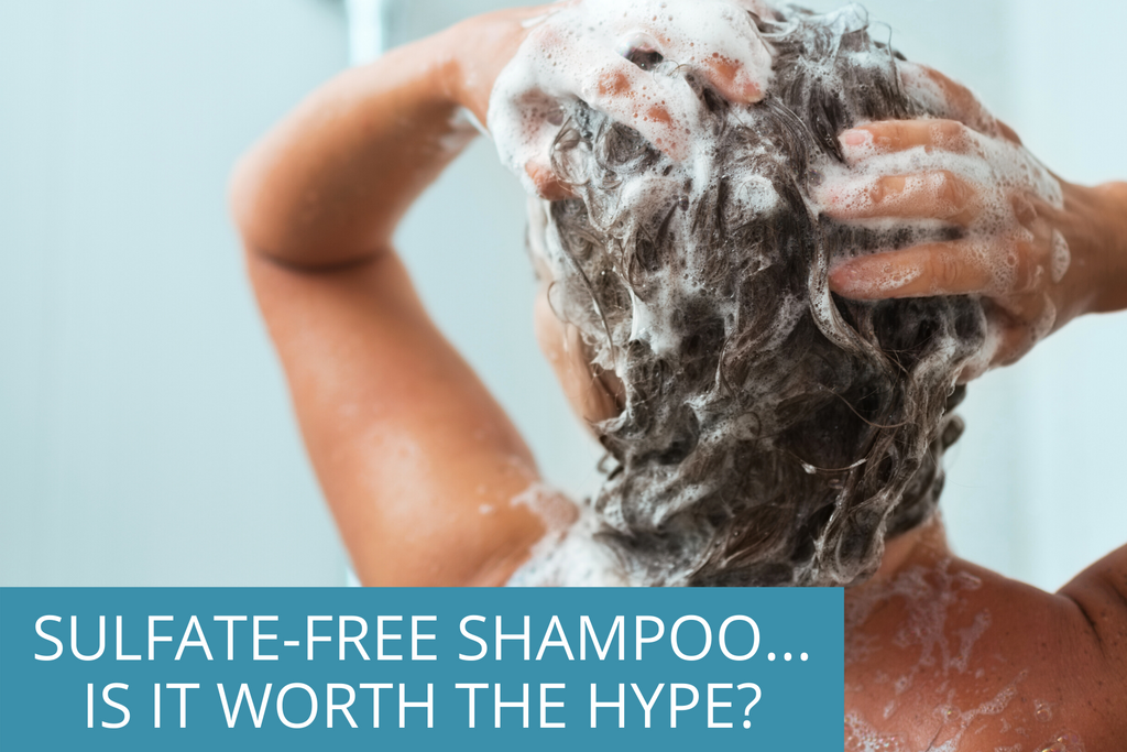 woman washing her hair with TEENOLOGY sulfate-free shampoo that is beneficial for her hair, skin, and overall wellbeing.