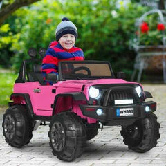 12V Kids Spring Suspension Ride On Truck-Pink