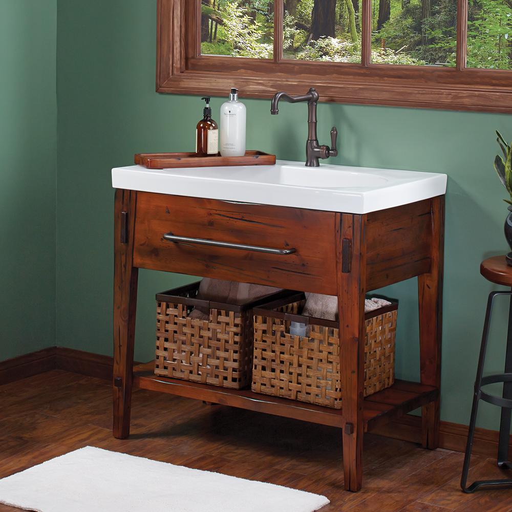 36 Portland Bathroom Vanity Cabinet Base In Rustic Pine