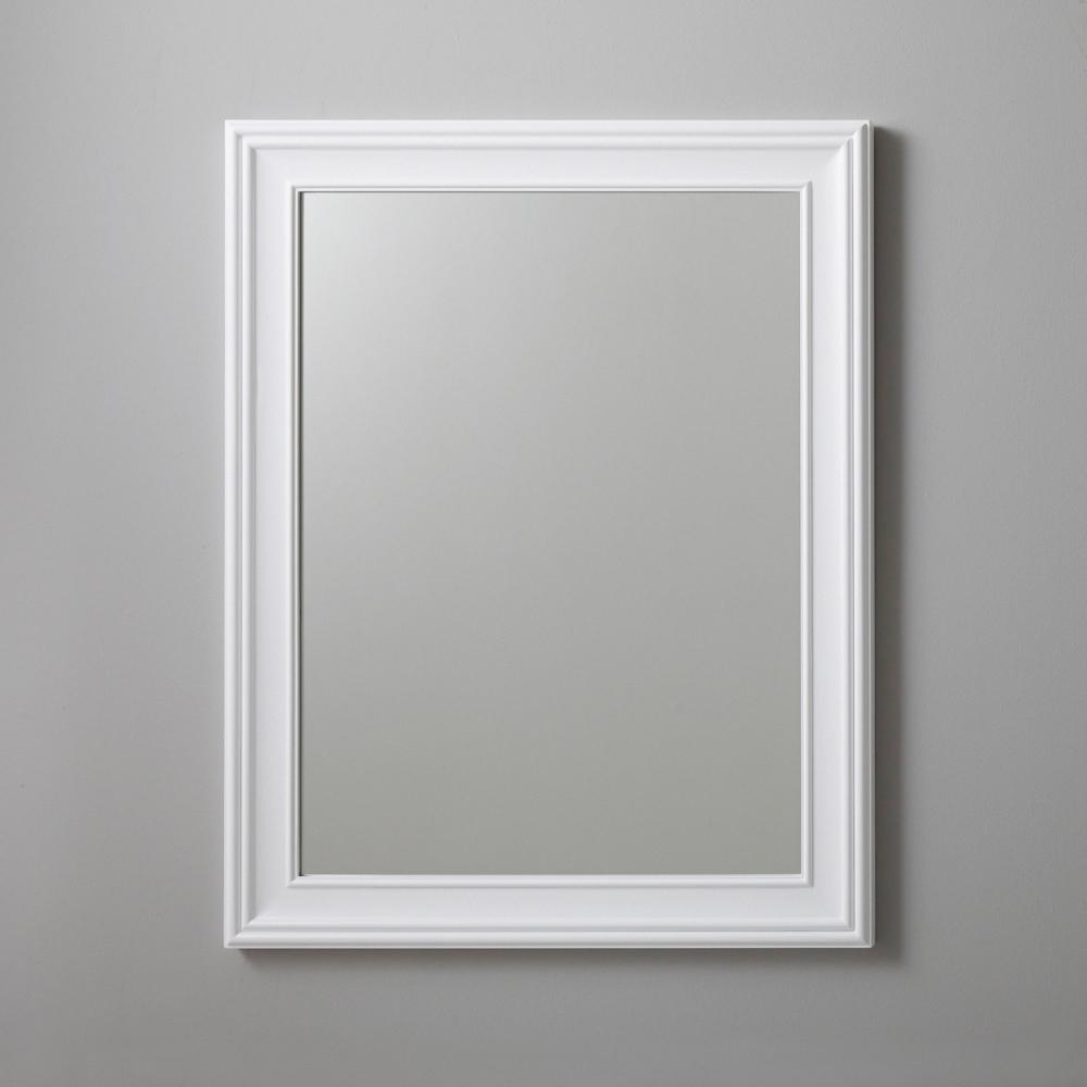 white framed bathroom mirror large