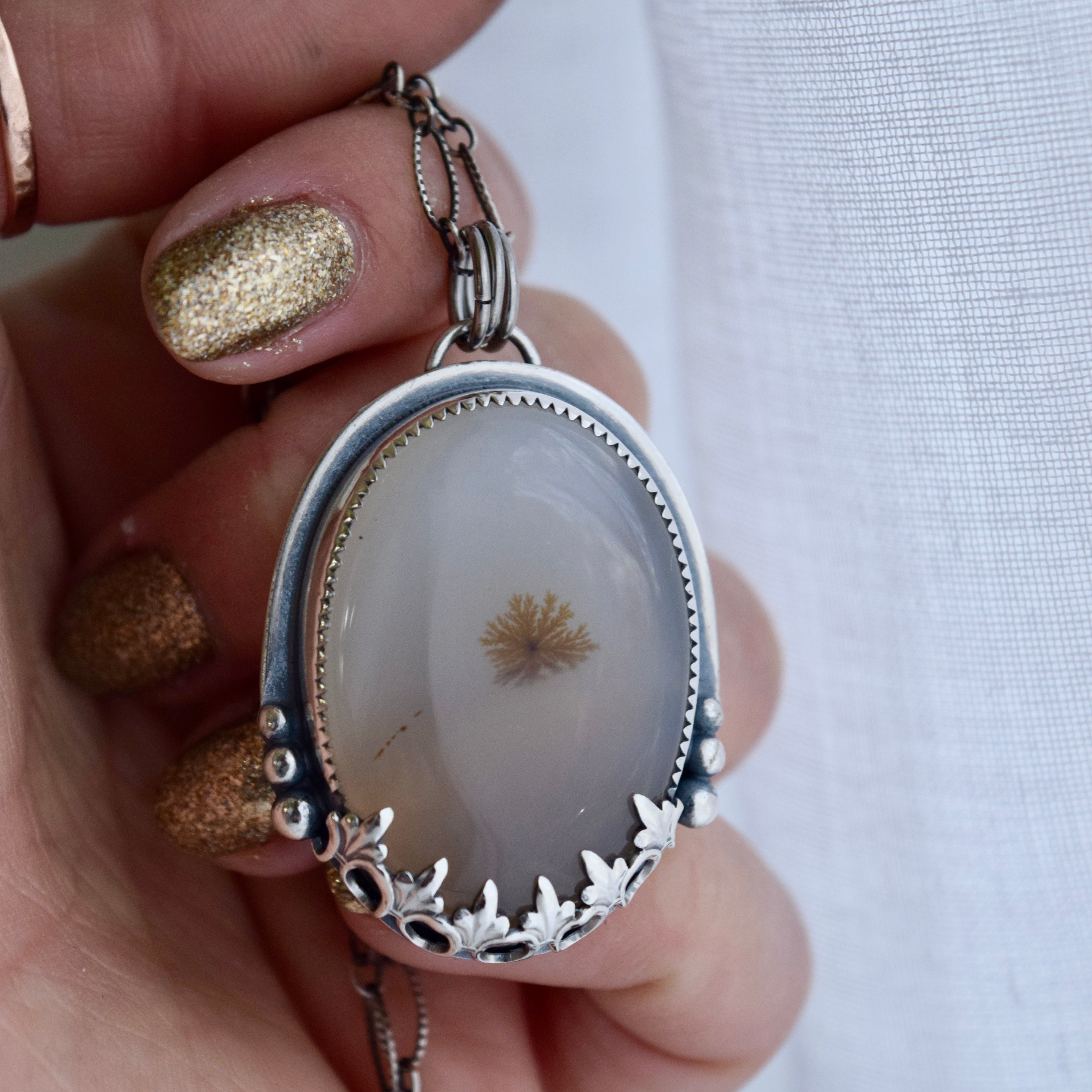 Garden Gate Necklace with Scenic Dendritic Agate