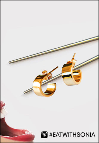 Boss Mini Hoops Earrings in 18K Rose Gold Vermeil by Sonia Hou Jewelry