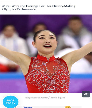 SONIA HOU Jewelry featured in POPSUGAR for designing the good luck FIRE earrings that U.S. Figure Skater Mirai Nagasu wore at the Winter Olympics 2018 