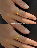 Female model wearing Success Thin Stacking Ring in 18K Gold Vermeil by Sonia Hou Jewelry 