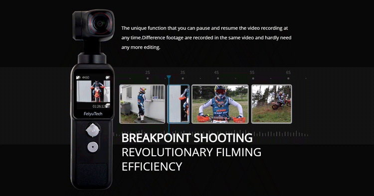 Feiyu pocket 2 can pause and resume video making