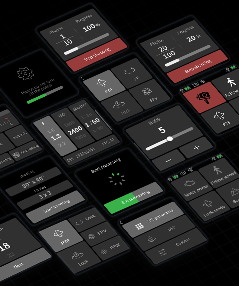 FeiyuTech Scorp Pro's touchscreen control