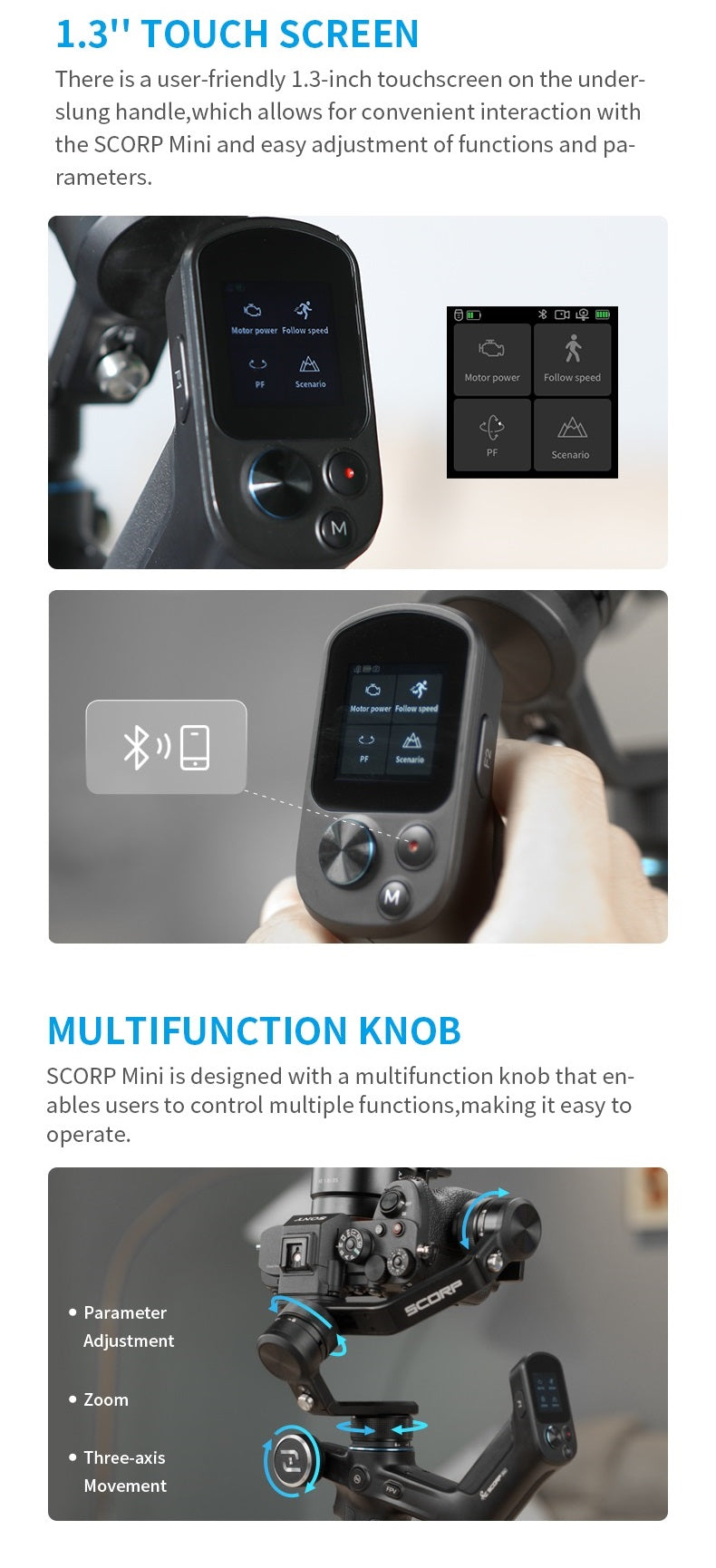 FeiyuTech Scorp Mini touchscreen control