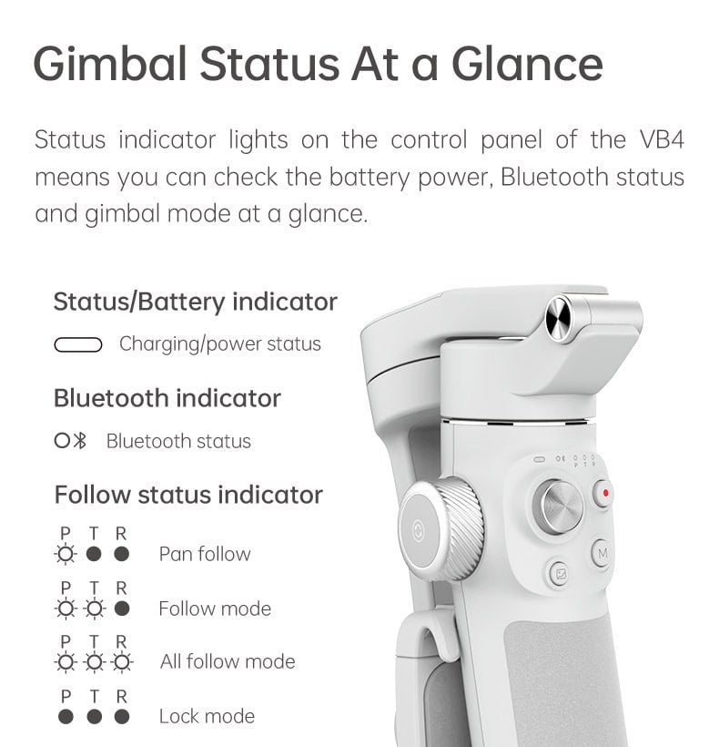 VB4SE gimbal indicator lights