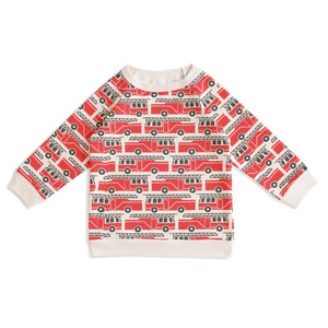 Winter Water Factory | Sweatshirt in Red Firetrucks - Dotter