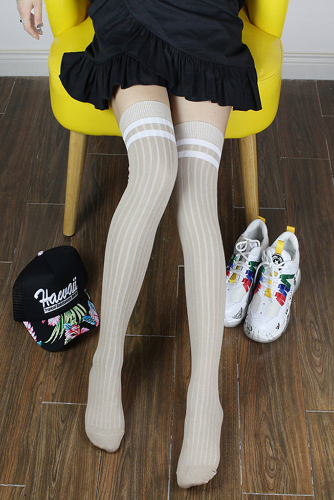 Japanese/Korean Style Stripe Over Knee High Socks, Cute Knee High Sock –  Bella Precious
