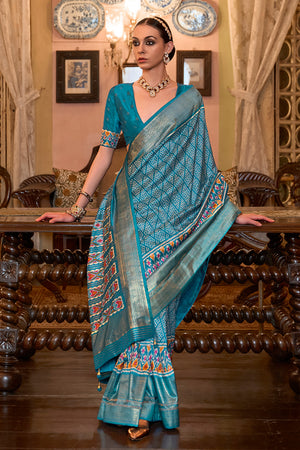 Buy Lapis Blue Silk Saree online-Karagiri – Karagiri Global