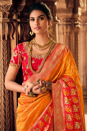 Page 6 | Orange Resham Sarees: Buy Latest Designs Online | Utsav Fashion