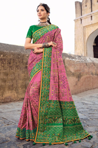 Taffy Pink Banarasi Saree